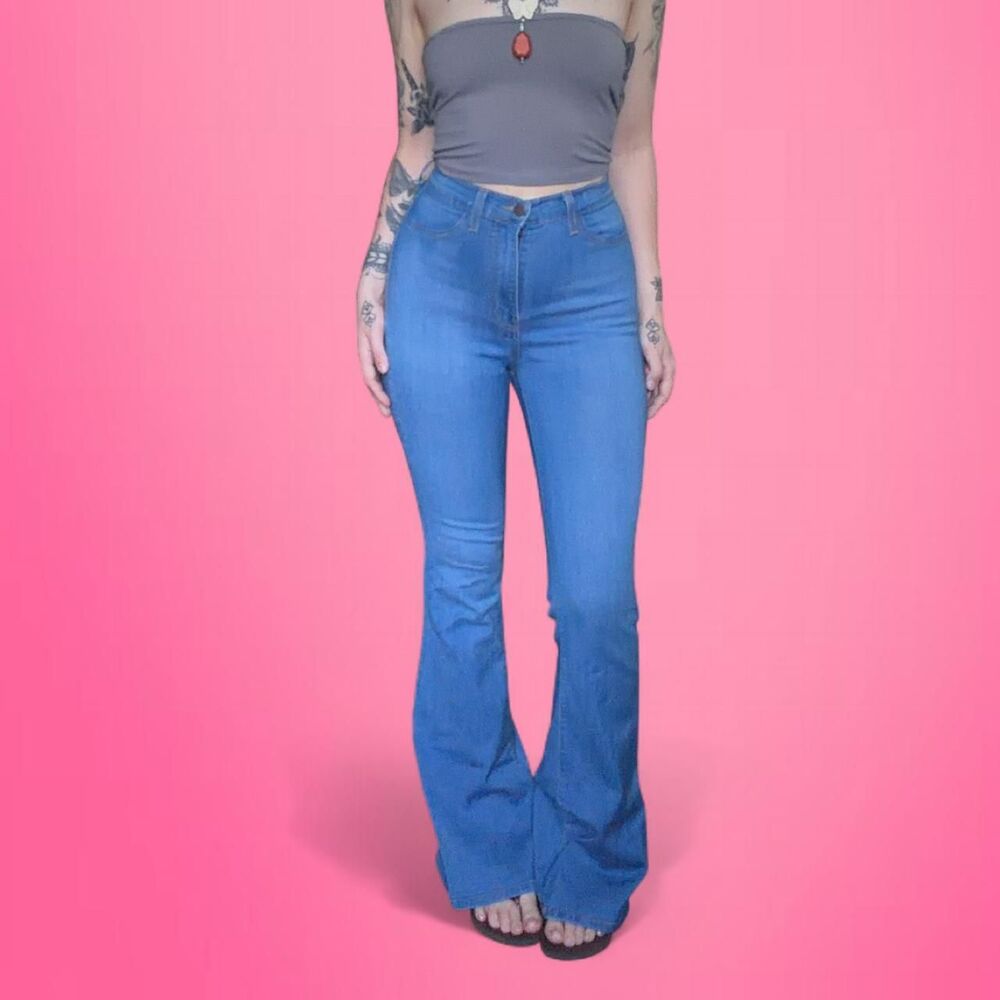 vibrant miu high rise flare jeans